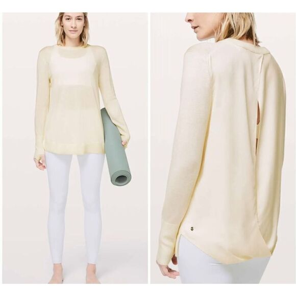 Lululemon Cashmere Cashlu At
Ease Pullover Sweater Ivory White
Back Panel size 8 - Picture 9 of 9